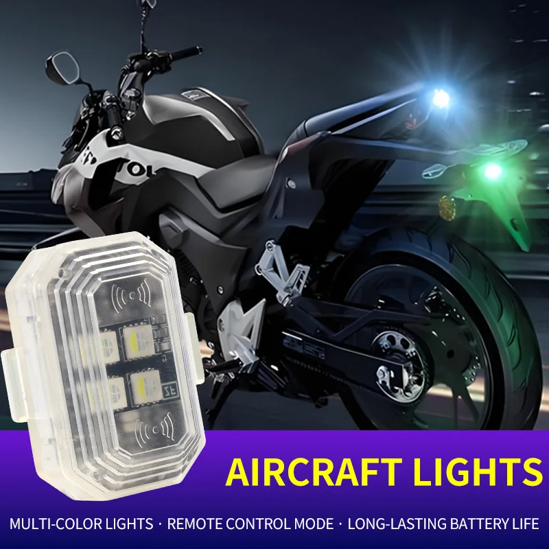 Remote Control LED Aircraft Strobe Light 8 Colors USB Rechargeable Anti-Collision Warning Light for Motorcycle Car Drone Bicycle