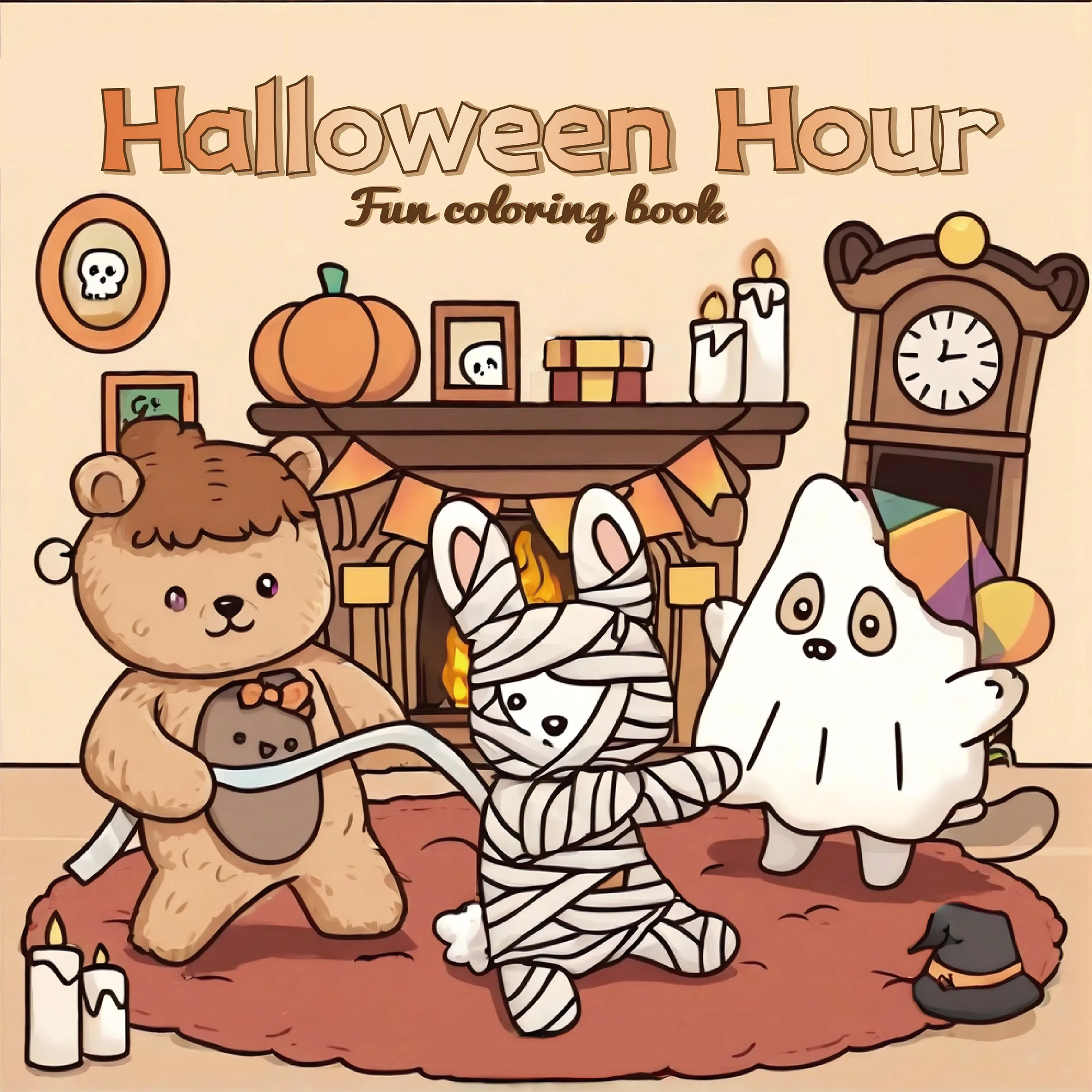 Halloween Hour Coloring Book for Adults & Teens, Adorable Creepy Creatures Design, Relaxation Graffiti Drawing Art Book