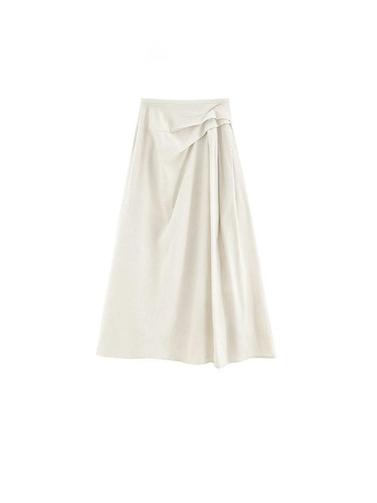 High Waist Long A-Line Skirt Women's Spring Summer New Style Casual High Waist Gathered Skirt Long Umbrella Skirt Elegant