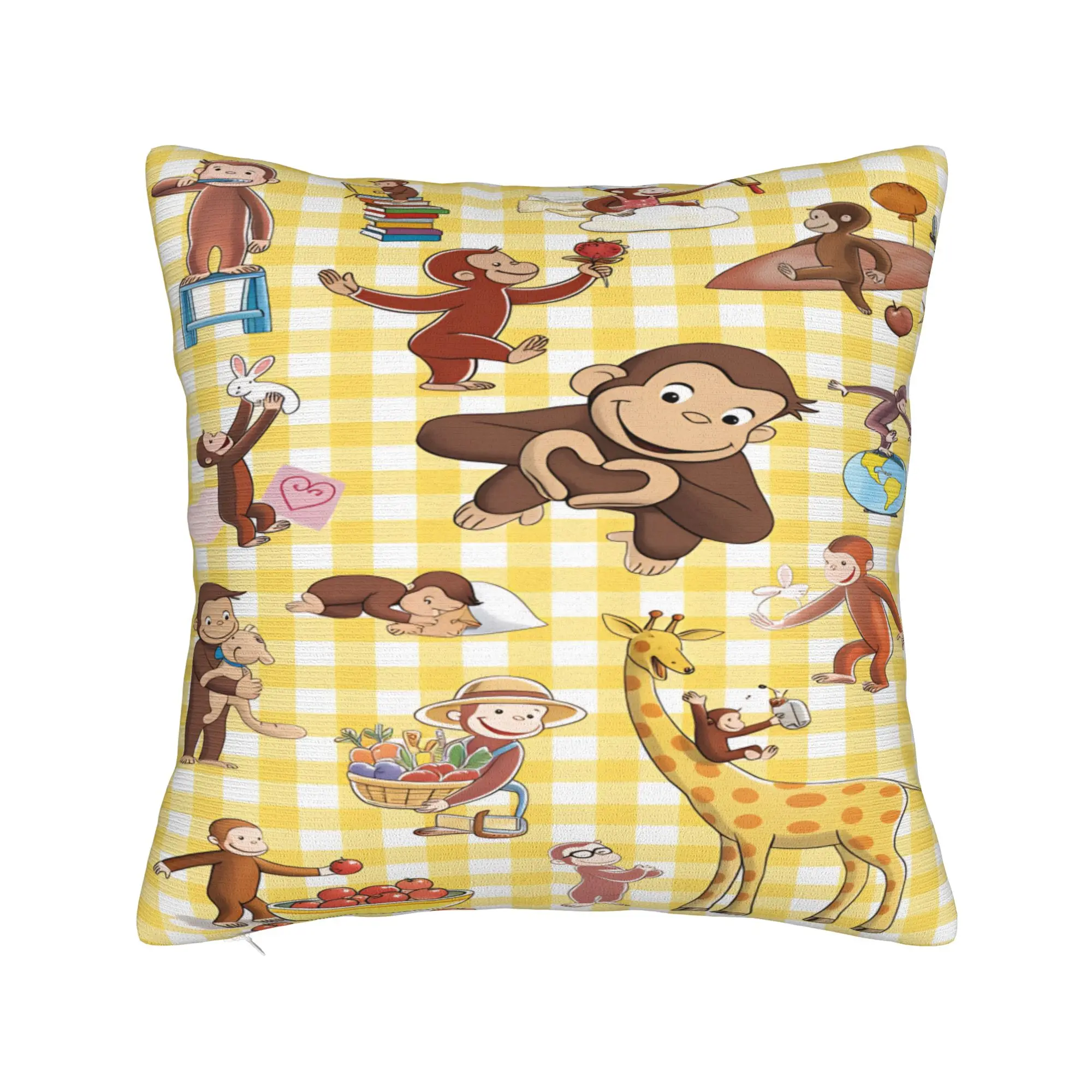 The Curious Monkey Pillow Case  Comfy Pillow Cover Novelty Pillowcases For Sofa Home Decor
