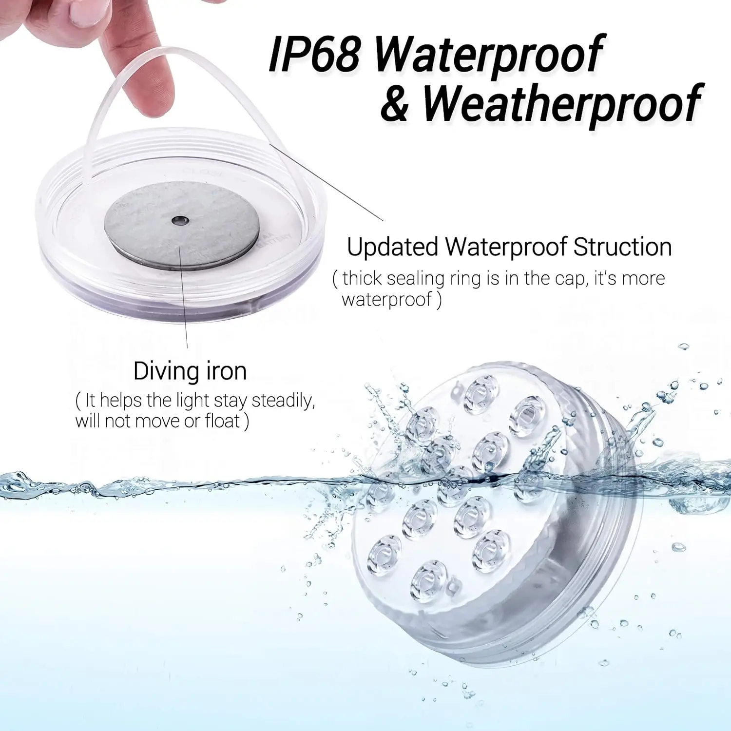 Submersible LED Lights with Remote,Pool Lights for Inground Above Ground Pool16 Color Changing Underwater Light Battery Operated