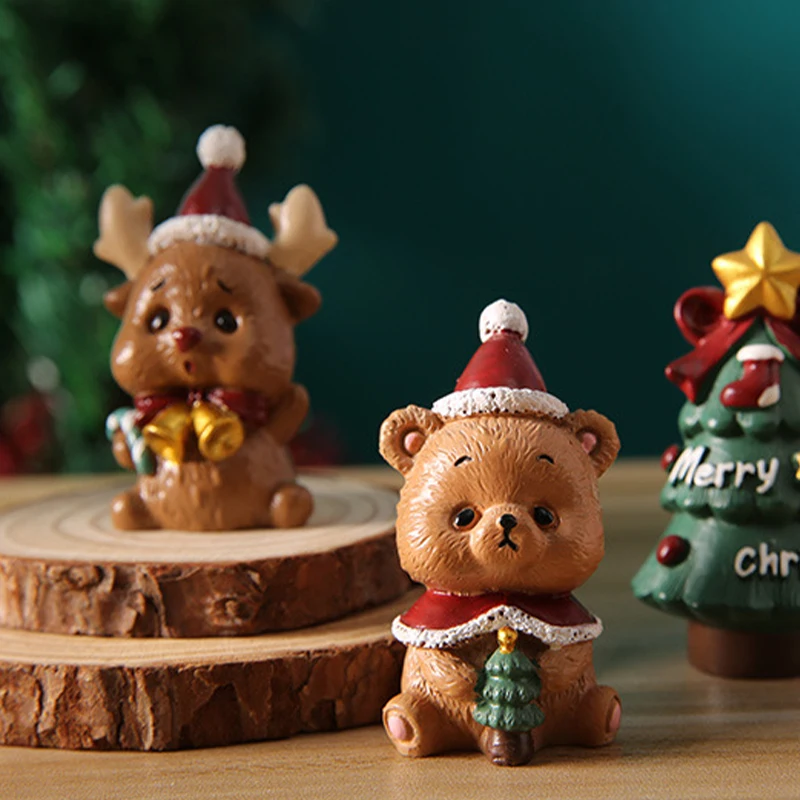 زينة عيد الميلاد المشهد الصغير سطح المكتب الحلي صندوق أعمى هدية سانتا كلوز الرنة لطيف الديكور لداخلي السيارة