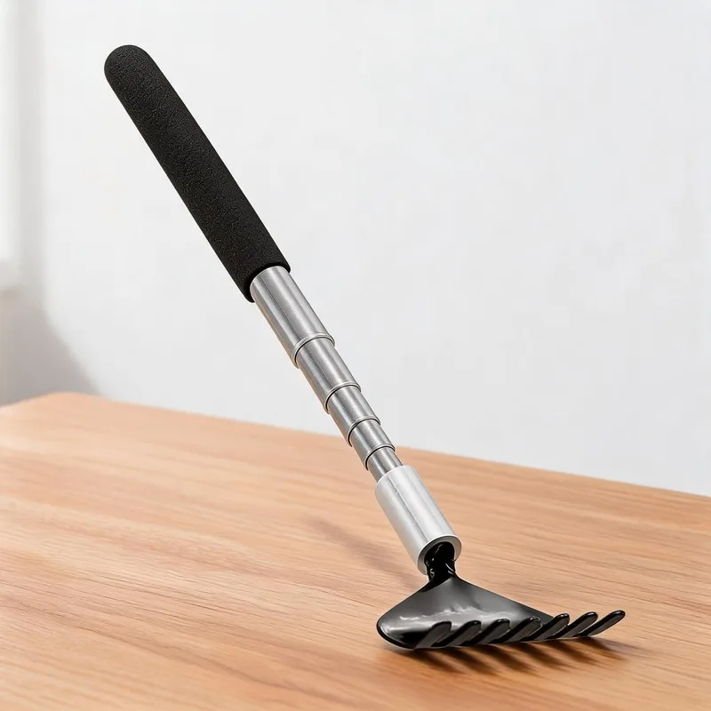 Telescopic Back Scratcher Scratching Backscratcher Massager Metal Stainless Steel Tool With Carrying Bag