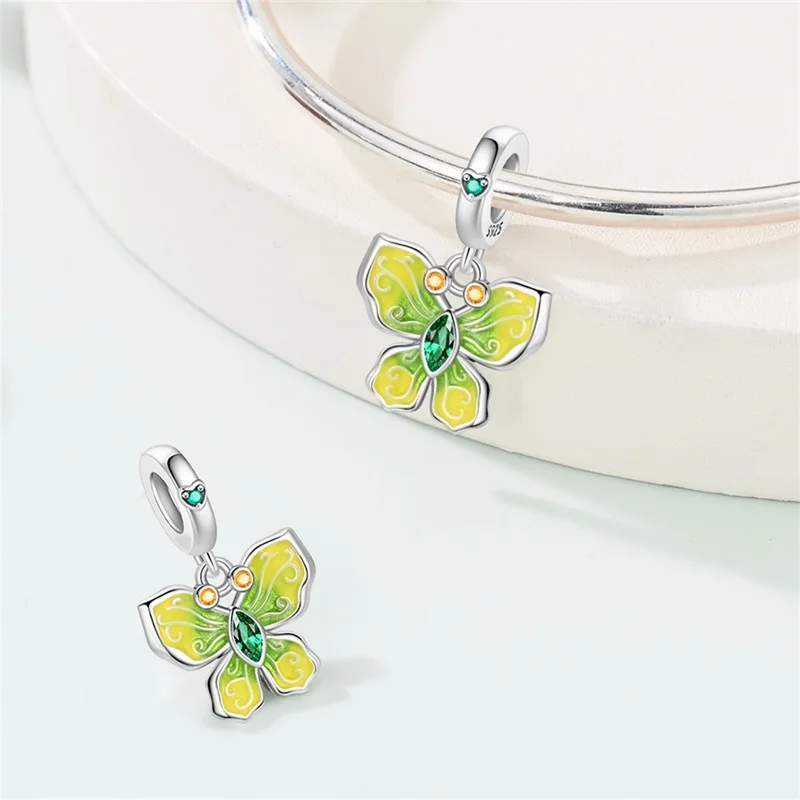 

925 Sterling Silver Spring Summer Butterflies Charms Pendant Fit 3mm Original Bracelet DIY Women Birthday Party Jewelry Gifts