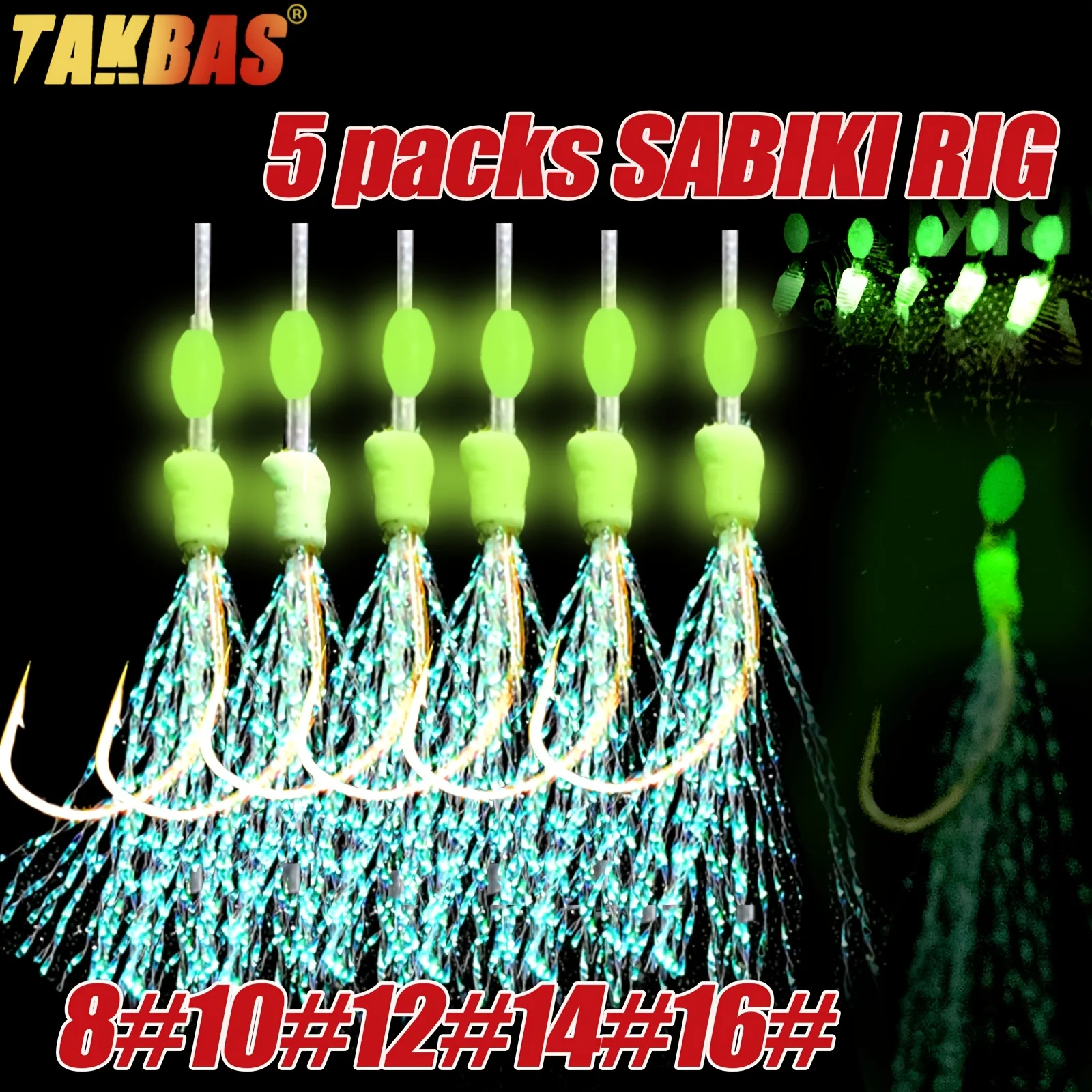 Aparejos Sabiki TAKBAS pre-ataridos con cebo luminoso para caballa - imagen 5