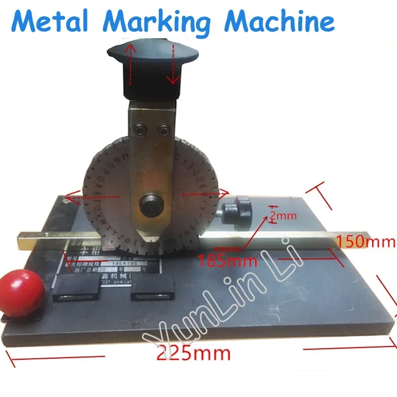 Manual Marking Machine Deboss Embossing Machine Dog Tag Metal Plate Stamping Embosser with 4mm Print Wheel JTK-508