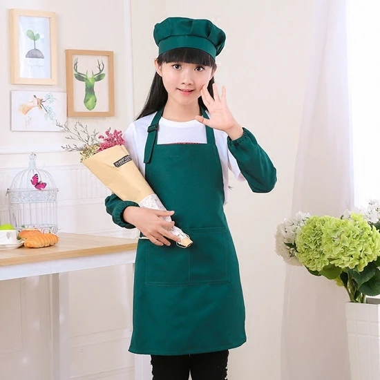 Children\'s apron set kindergarten children eat painting art advertising apron baking chef clothes white
