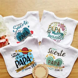 Funny Spanish Printed Baby Outfit Bibs Boys Girls Cotton Bib Newborn Heart Print Saliva Towel  Infant Outfits Bib Best Gifts