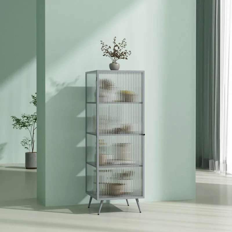 Standing cabinet glass side cabinet kitchen dining room living room wrought iron narrow slot high cabinet