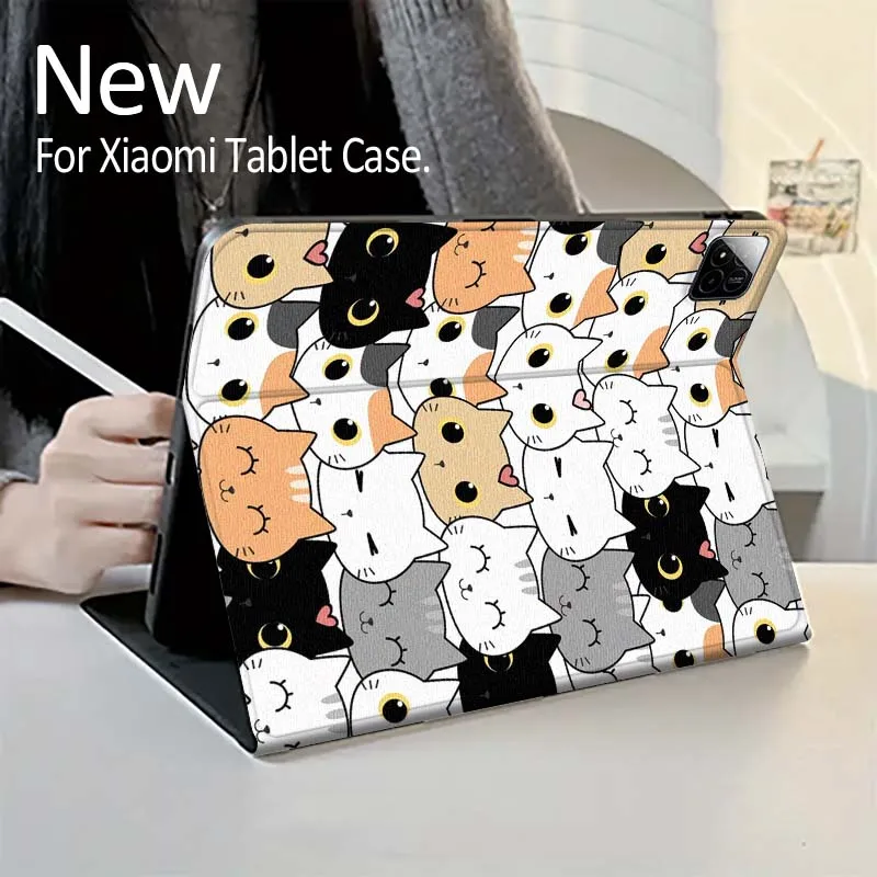 Cute Anime Cat Art Tablet Case For Xiaomi Redmi Mi Pad 5 6 6s 7 SE Pro Max Ultra 12.4 12.5 14 inch