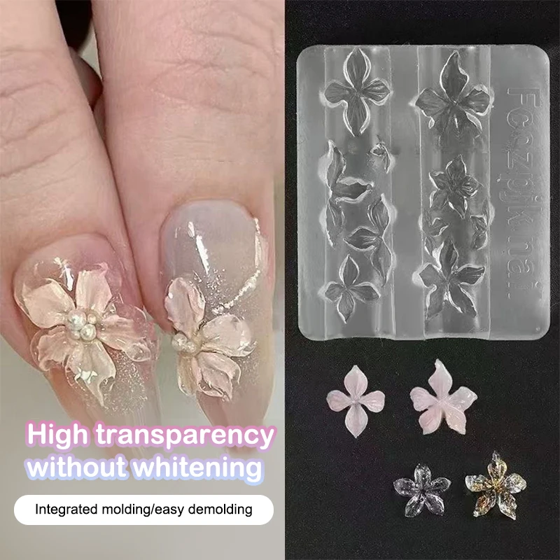 1Pc/3Pcs 2025 New Silicone 3D Flowers Nail Art Carving Mold DIY Transparent Nail Art Templates Nail Tools