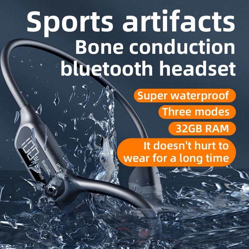

IPX8 Super Waterproof Professional Swimming Headphones Bone Conduction HD Digital Display 32g Memory Sports Bluetooth Headsets