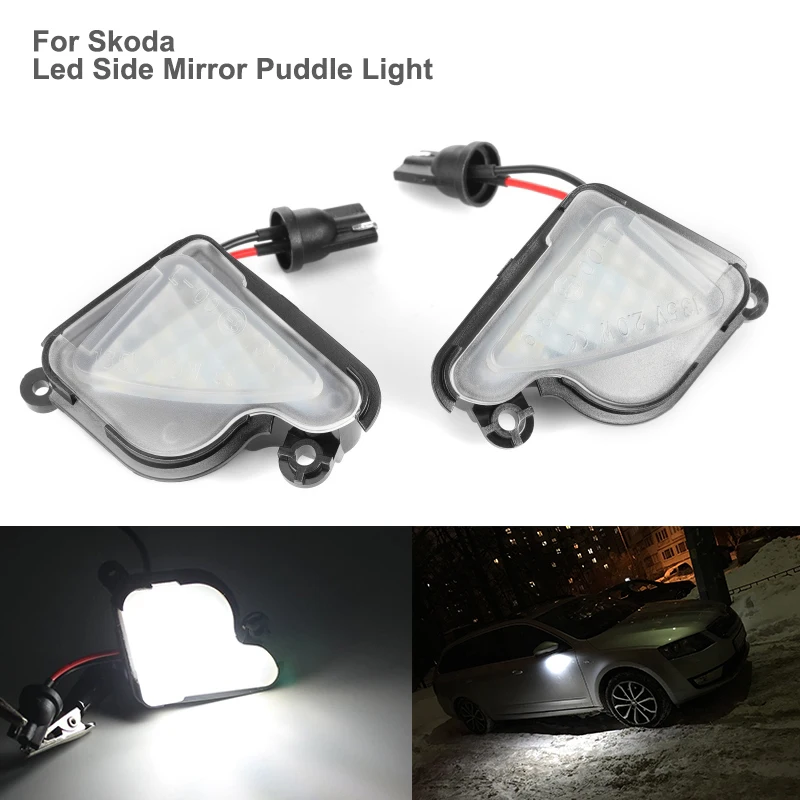 

2x Error Free White LED Under Side Mirror Light Puddle Lamp for Skoda Octavia Mk3 5E 2012-2017