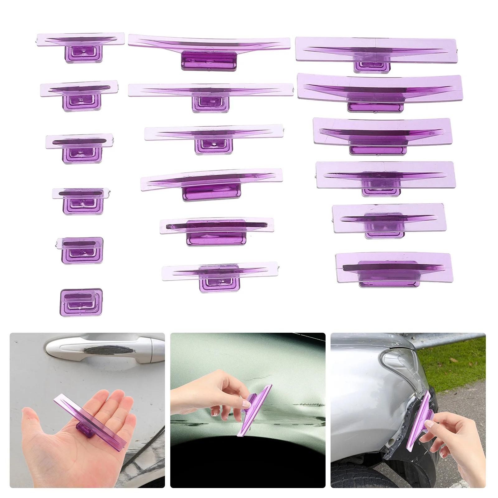 

18Pcs Car Body Dent Pulling Tabs Glue Puller Tool Paintless Repair Vehicle Dent Remover Auto Hail Damage Kit Tool