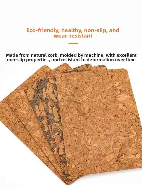 순수 코르크 내열 매트 사각형 나무 식탁 코스터 방열 차 테이블 매트 주방 조리대
