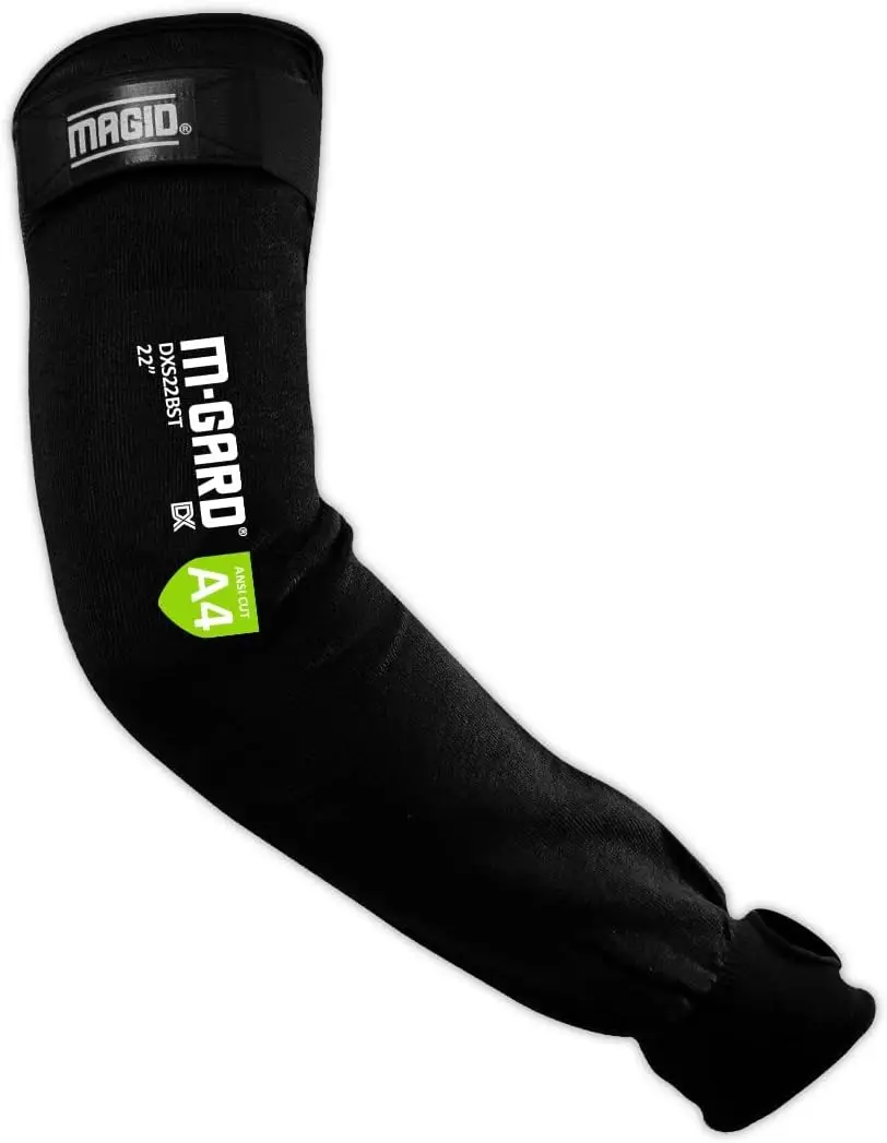 

Cut Resistant Protective Arm Sleeves with Thumb Slot, Black, 22 Inches, 1 Pair