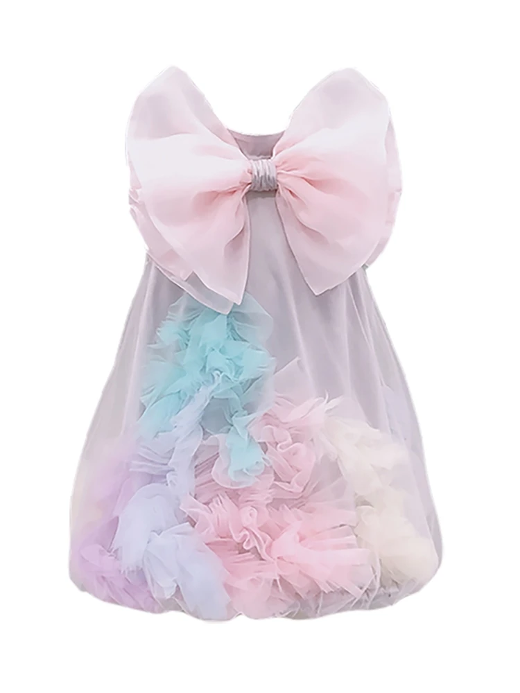 Eid Graduation One-piece Wedding Bow Brithday Party Children Dress Kids Clothes for Young Girls Outfits Costumes Sukienka