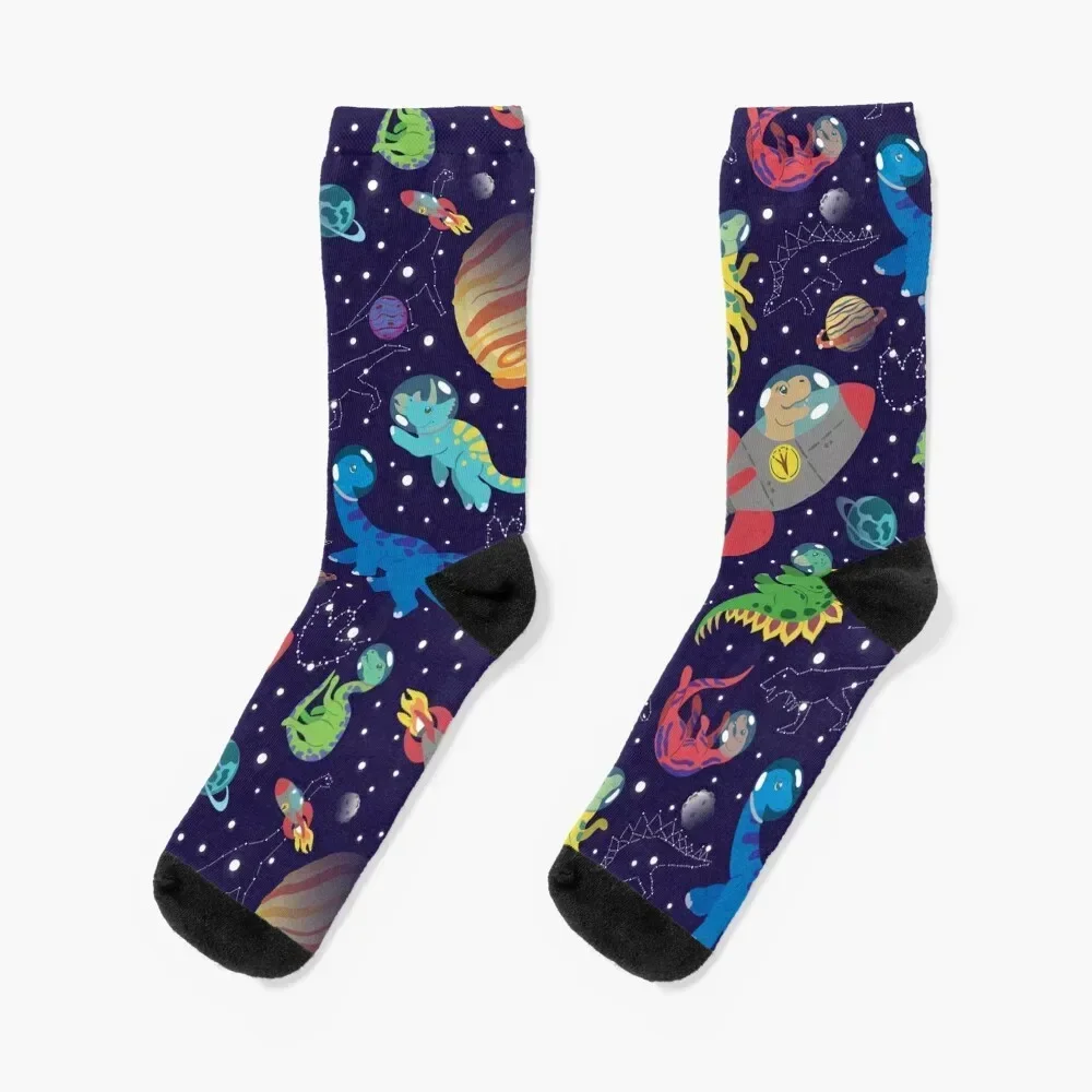 Space Dinosaurs & Constellations Socks Running fashionable hockey sheer Socks Men Women's