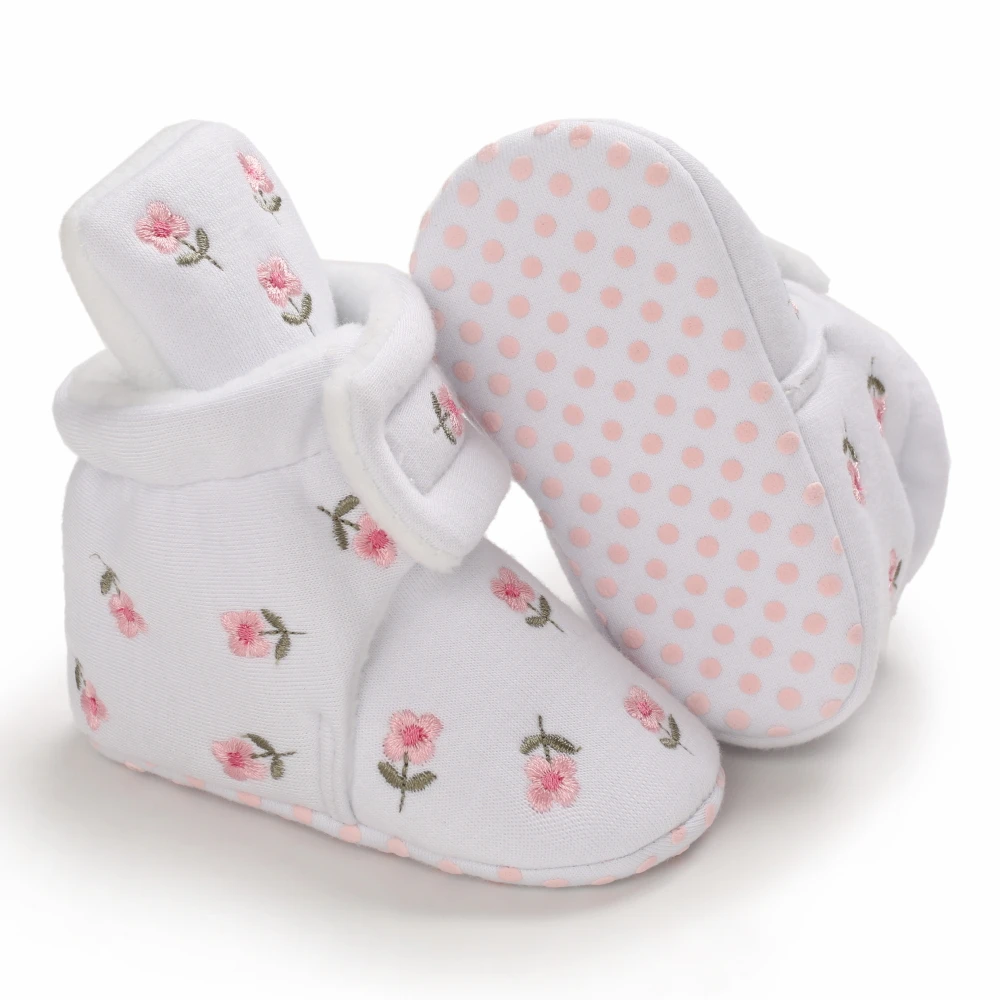 Chaussures en coton décontractées coordonnantes pour bébé, semelle souple, brodées avec peluche et colle chaude, style pastCheveuropéen, automne et hiver