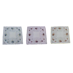 3pcs Cotton Handkerchiefs Assorted with Wavy and Print Floral Pocket Square