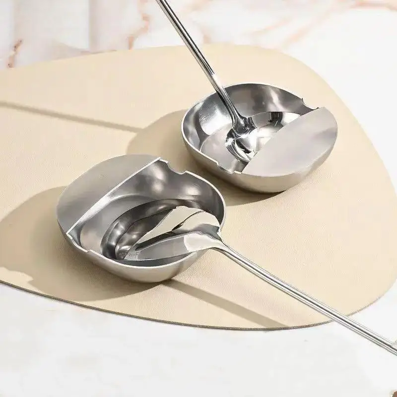 Stainless Steel Ladle Rack Self-Standing Stable SpatuThickened Spoon Rest Rust Proof Stable Base Kitchen Cooking Utensil Holder