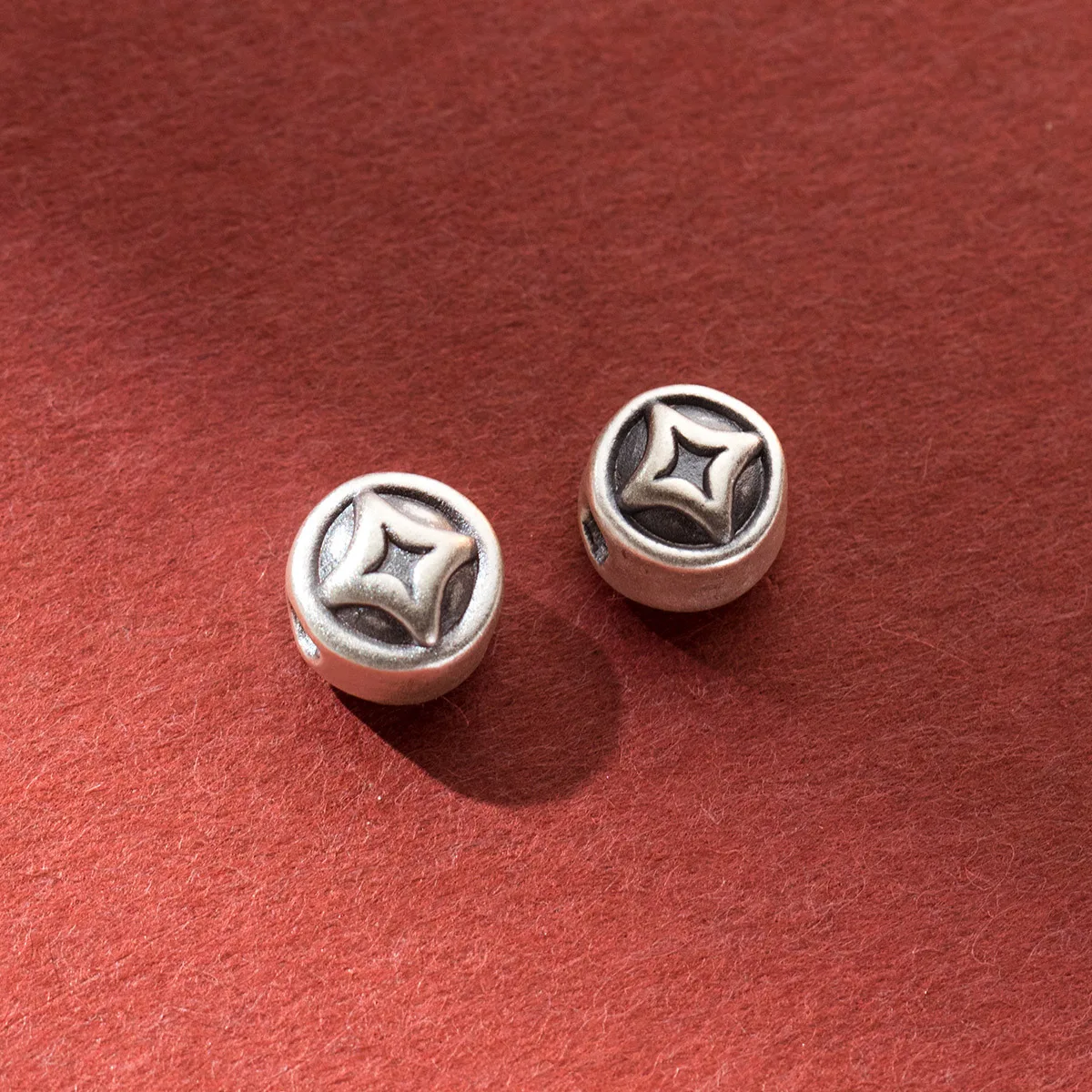 1pc 999 Pure Silver Vintage Money Coin Flat Beads 9mm Good Quality Fancy Silver Spacers Material DIY Jewelry Bracelets Findings