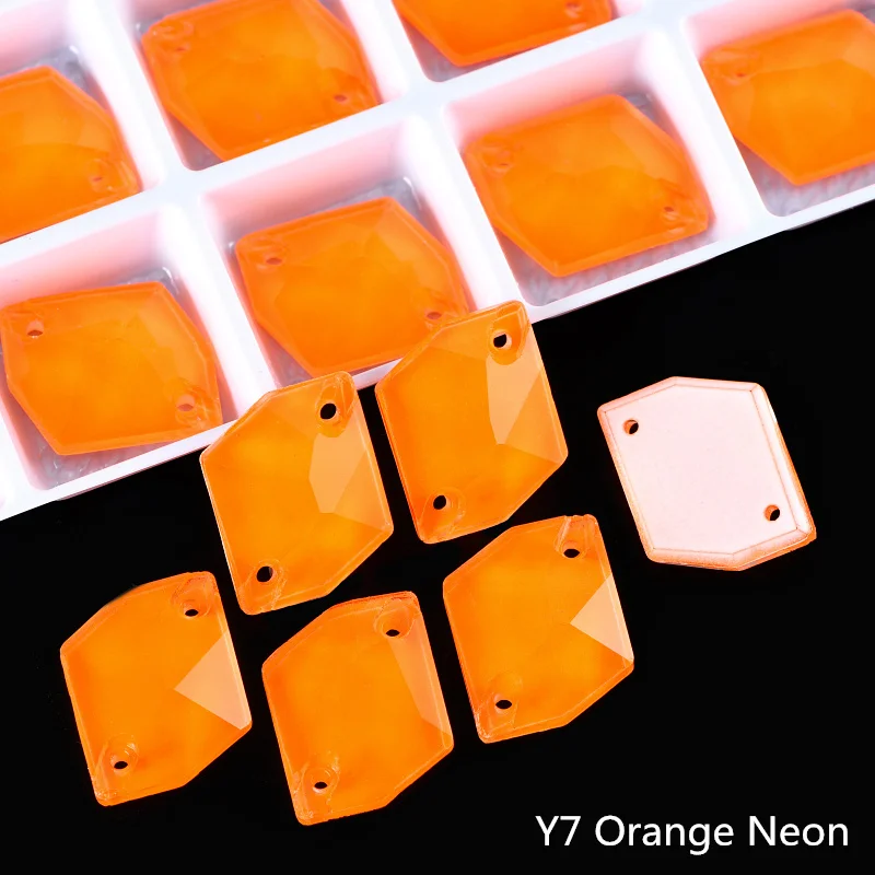 OLeeya K9 Glas Neon Fluoreszierende Kosmische Näh-Strass-Steine mit Kanten und Abschrägungen zum Aufnähen für Kleidung und Accessoires – Detail 5