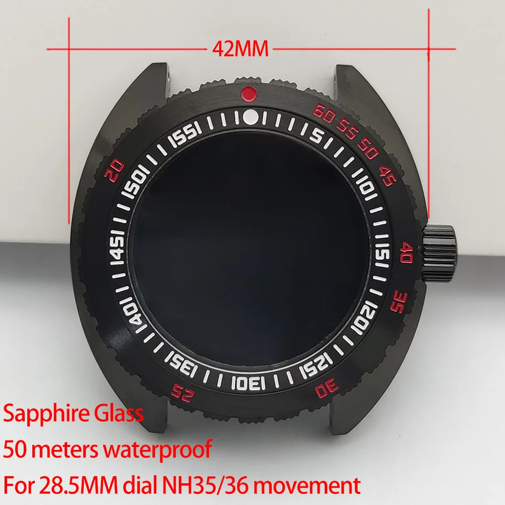 Six Colors for 28.5MM Dial NH35 Case 42MM Sapphire Crystal Case 5ATM Rotatable Bezel For NH35 NH36 4R36 Movement image 2