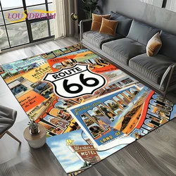 Retro America Historic Route 66,Mother Road,mãe EstradaCarpet Rug for Living Room Bedroom Home Sofa,Area Rug Non-slip Floor Mat