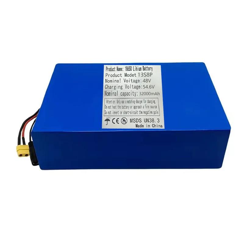 بطارية ليثيوم 48 فولت 32 أمبير 32000 مللي أمبير 13s8p ذات سعة كبيرة مناسبة لـ 48 فولت 1000 وات - شاحن BMS 54.6 2A مدمج