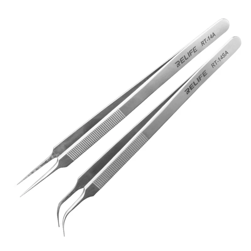 RELIFE RT-14SA высокотвердый острый/Изогнутый пинцет для точного обслуживания, антикоррозийный ремонтный ручной инструмент RELIFE RT-14SA высокотвердый острый/Изогнутый пинцет для точного обслуживания, антикоррозийный ремонтный ручной инструмент