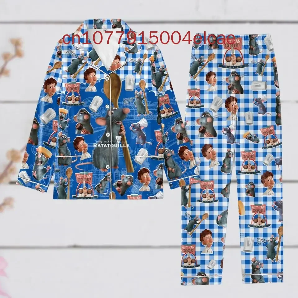 New Disney Ratatouille Pajama Set Disney Halloween Casual Men's and Women's Long Sleeve Shirt Pajama Set