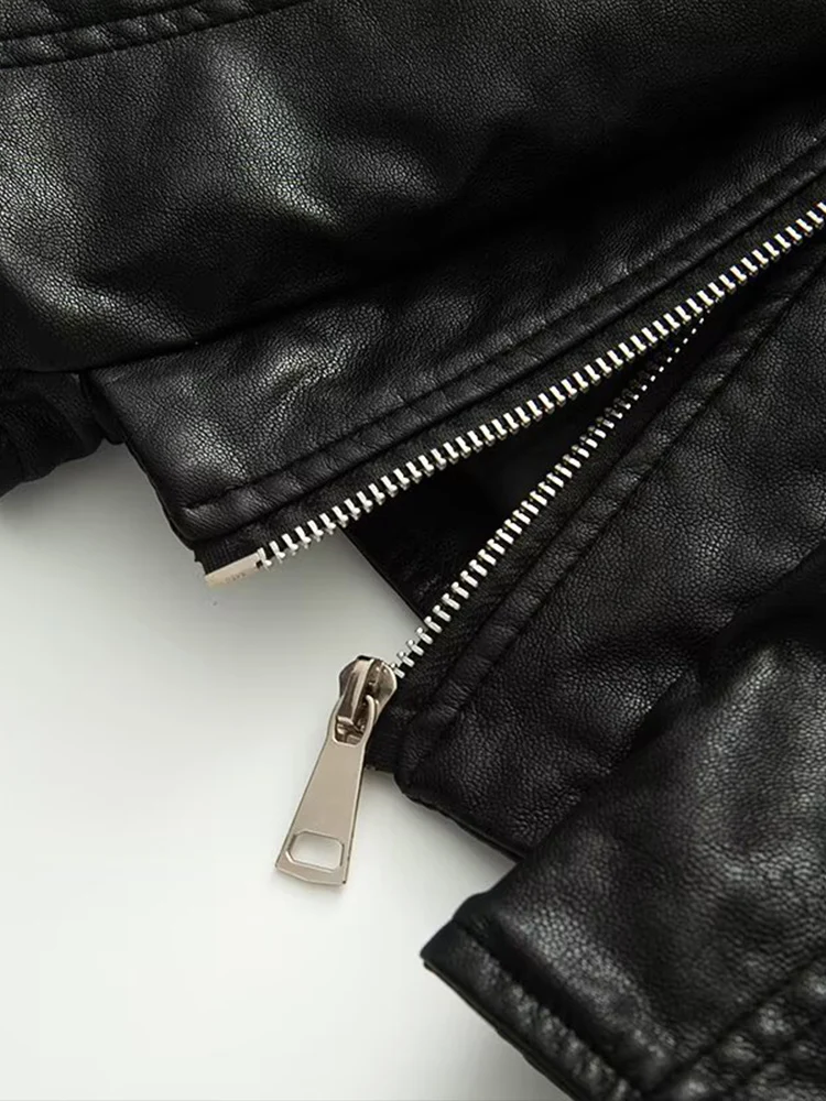 ملابس نسائية خريفية جديدة على الطراز الأوروبي والأمريكي سترة جلدية عصرية فرنسية راقية فضفاضة ضيقة