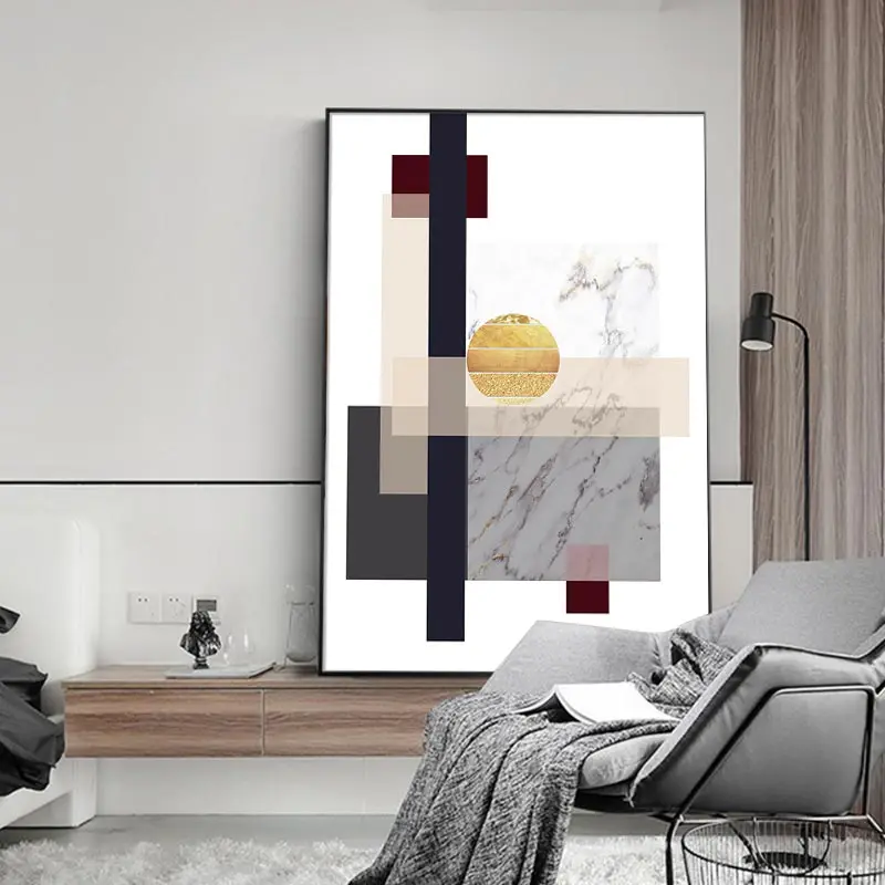 

Nordic Poster Abstract Geometry Line Canvas Painting Wall Art Decorative Mural Hanging Image For Livingroom Bedroom Aisle Porch