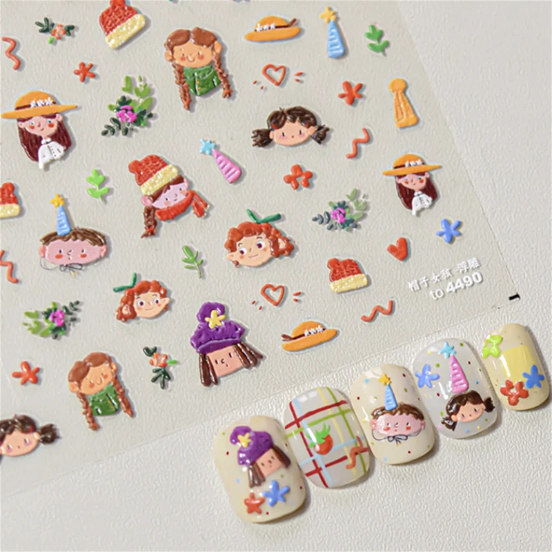 Autumn Fall Cute Rabbit Mushroom Scarf Hat Girl Bee Love Heart Dragonfly Flower Animal Adhesive Nail Art Stickers Manicure Decal