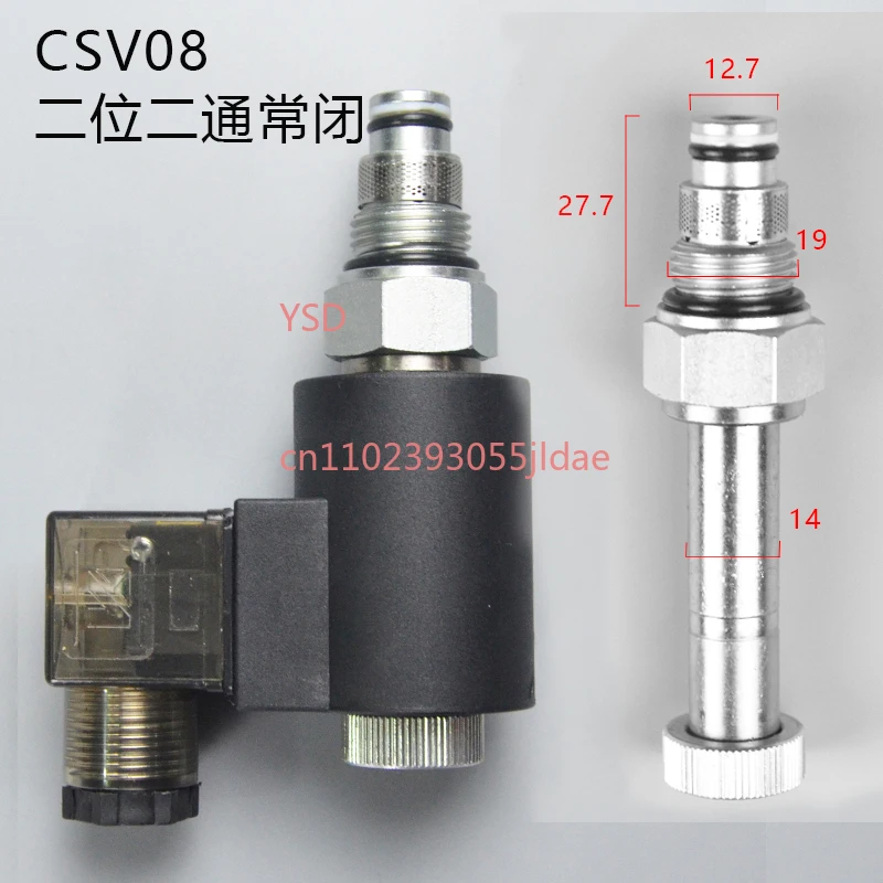 

2-position 2-way threaded cartridge solenoid valve, normally closed, large flow, CSV0201/DHF08-220S/SV08-20-01.