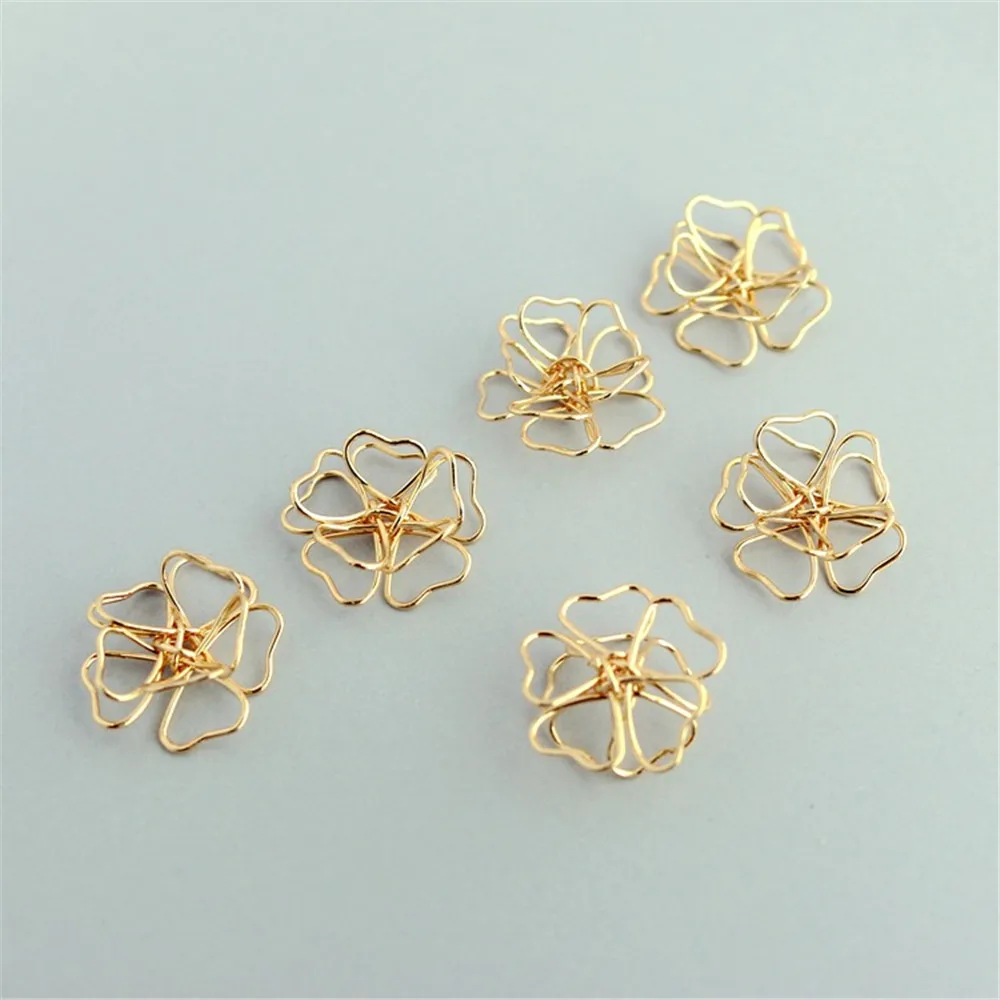 

14K Gold-wrapped Double-layer Flower Thread, Handmade DIY Jewelry Accessories, 15mm-12mm