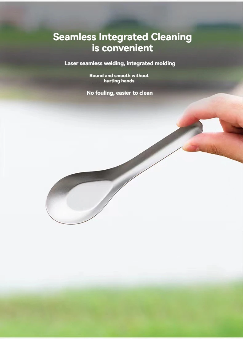 

Pure titanium soup spoon tableware for outdoor camping, portable antibacterial catering, rice spoon, spoon