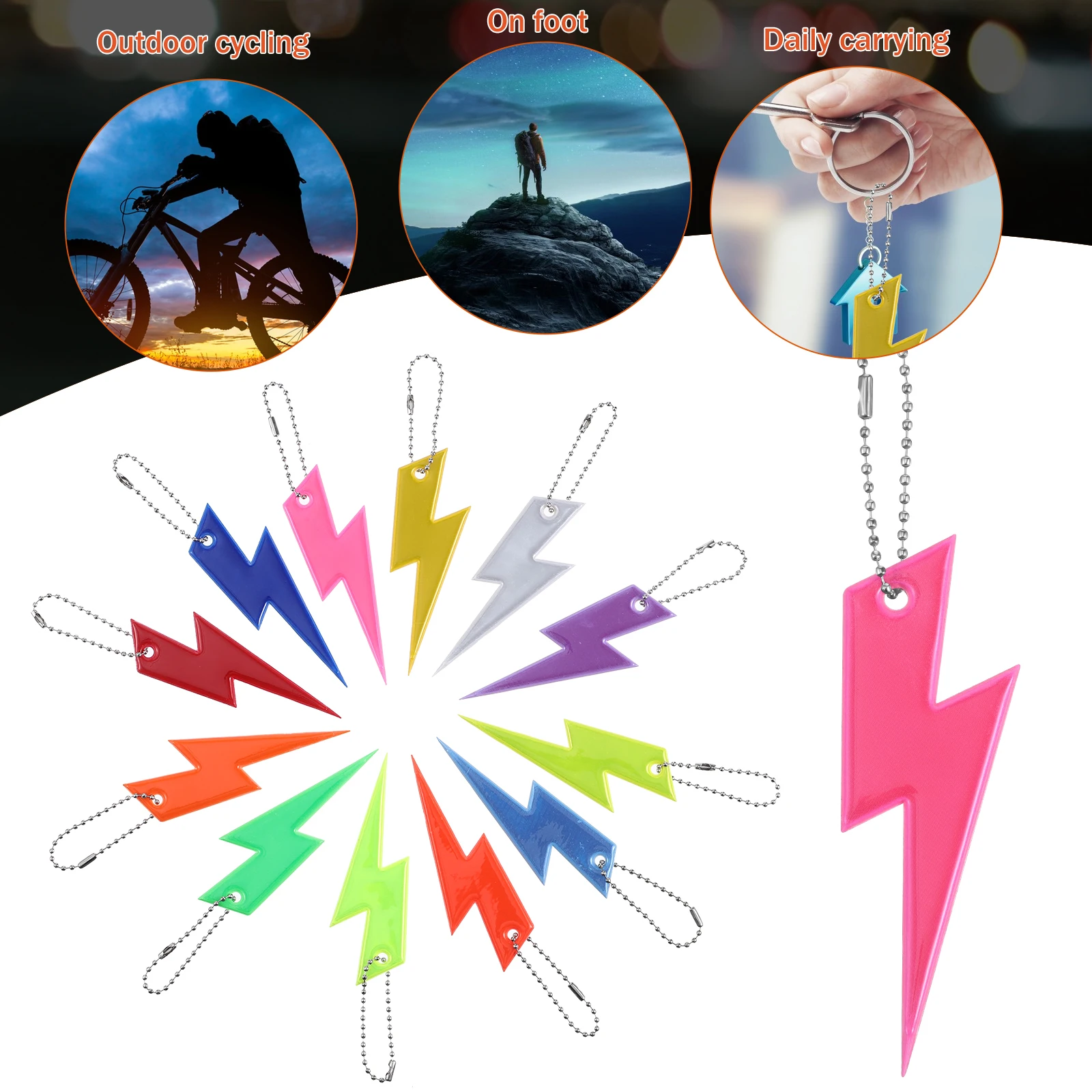 

24pcs Reflective Pendants Keychains For Backpacks Glow In The Dark Hanging Decorations Outdoor Safety Accessories Bag Bike