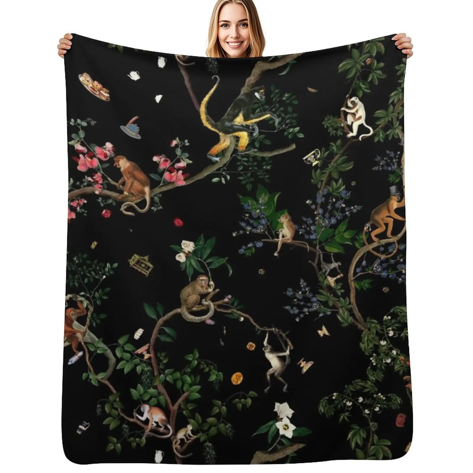 Monkey World Throw Blanket Decorative Soft Throw Blanket for Couch Sofa
