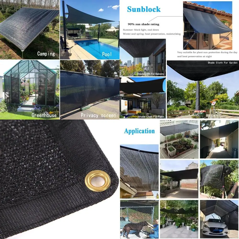 

90% Black Shade Cloth, 10x30ft Garden Sun Shade, Outdoor Mesh Netting with Grommets, UV Block Tarp for Patio, Greenhouse, Pergol