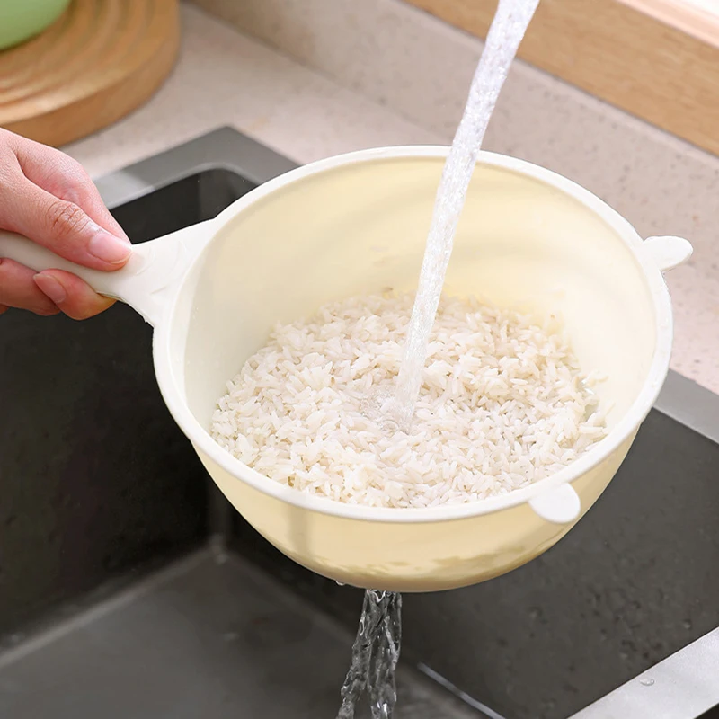 Colher De Lavagem De Arroz E Conjunto De Cesta De Legumes, Coador De Cozinha Conveniente Para Folhas De Chá E Resíduo De Soja