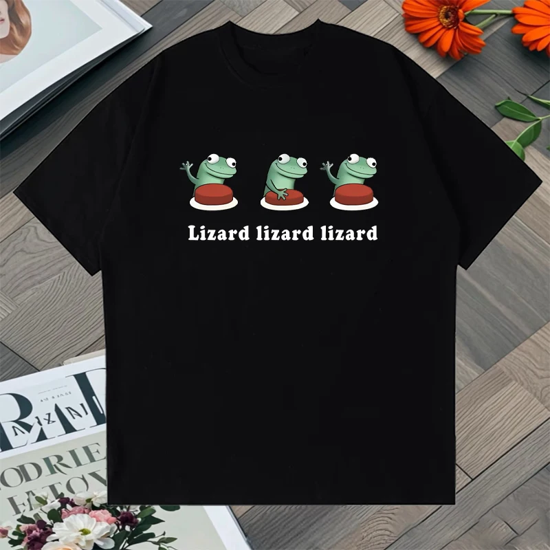 

Trend Funny Lizard Meme T Shirt Men Women 100% Cotton Short Sleeve T-Shirt Casual Summer Round Neck Men Women Popular Unisex Top