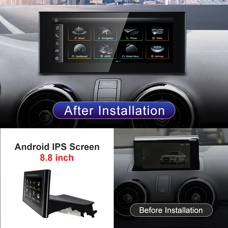 Qualcomm Snapdragon 680 6225 2.4GHz Wireless CarPlay Auto For 13-18 Year AUDI A1 Car Multiledia Players Video GPS Navi Bluetooth