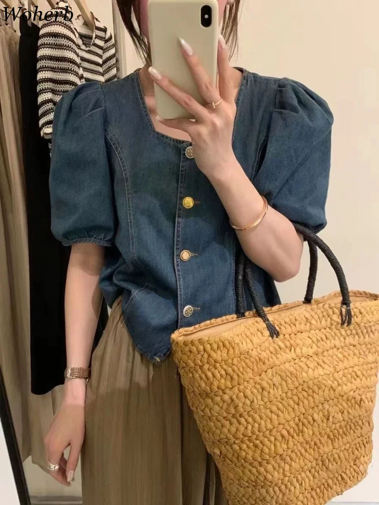 Women Short Denim Coats 2024 Ropa Mujer Fashion Jean Jacket Loose Casual Y2k Clothes Korean Sleeve Coat Temperament Tops
