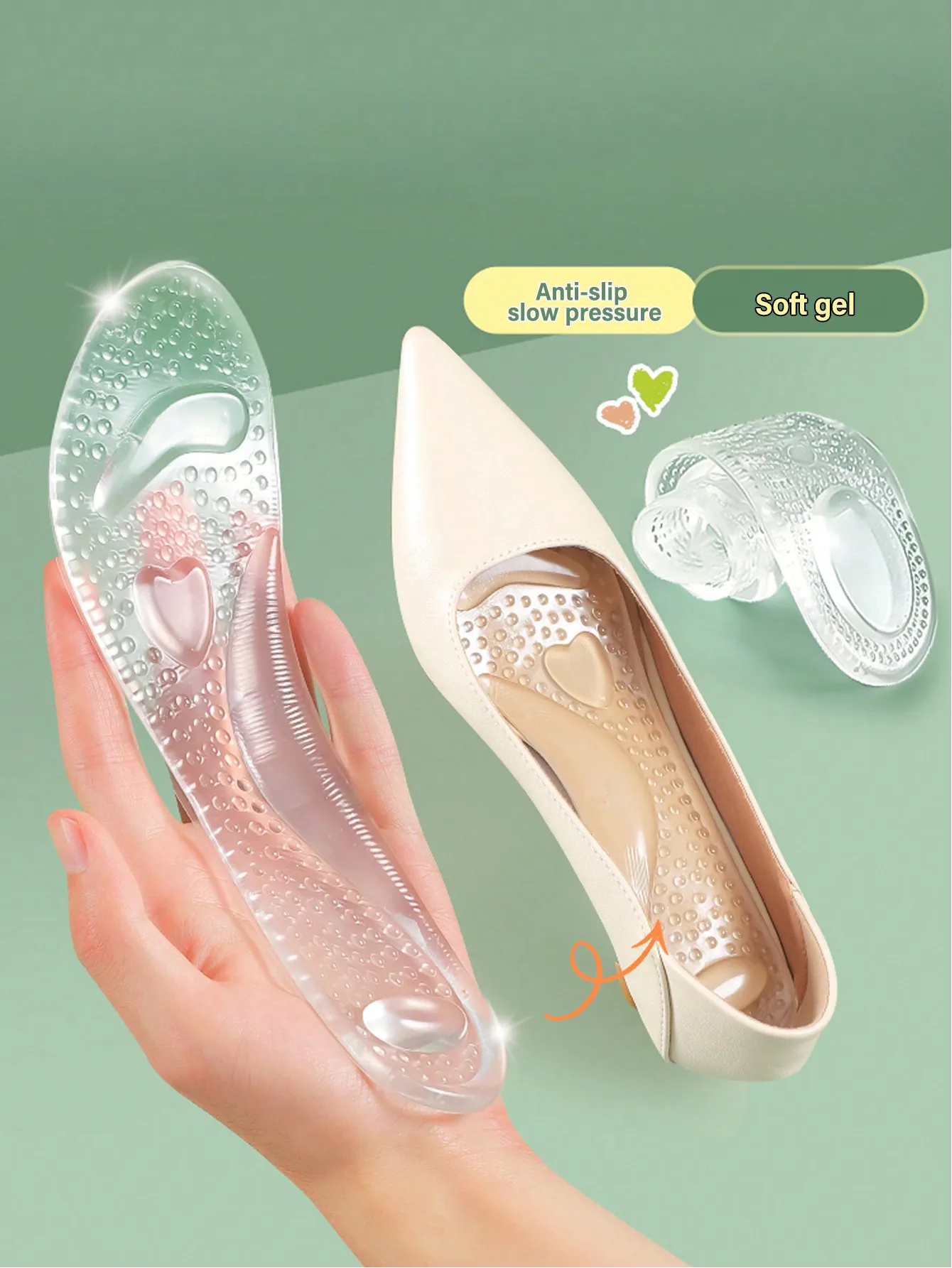 Ferseneinsätze aus Silikongel | Rutschfeste Schuhkissen für High Heels, Pumps und Sneakers, weiche Komfortpolster für Damen und Herren – Detail 1