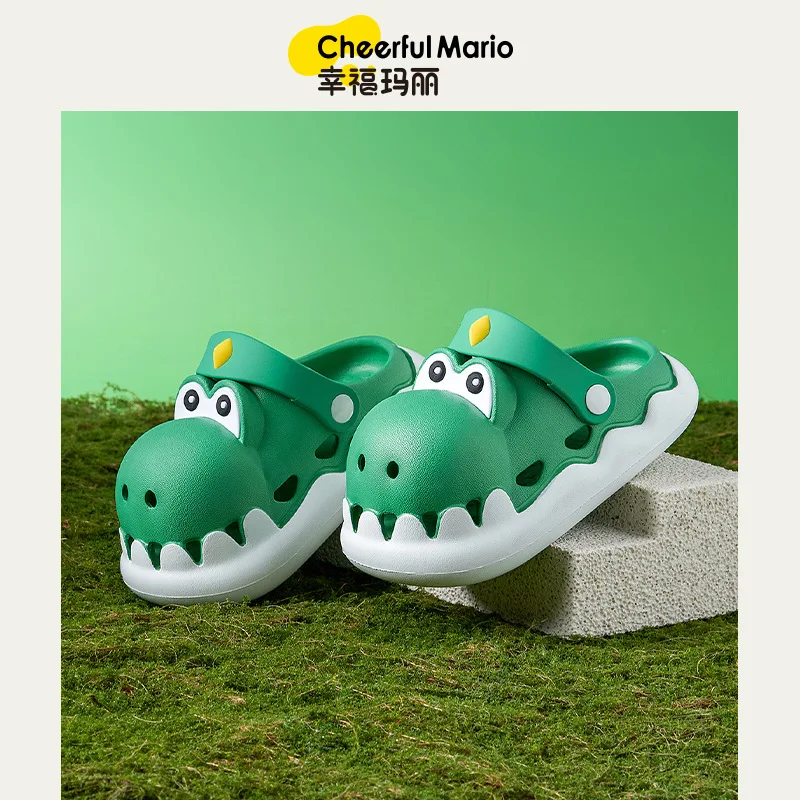 Cheerful Mario Kids Shoes For Boys 2023 New Children Eva Sandals Non-Slip Summer Baby Cartoon Beach Shoes