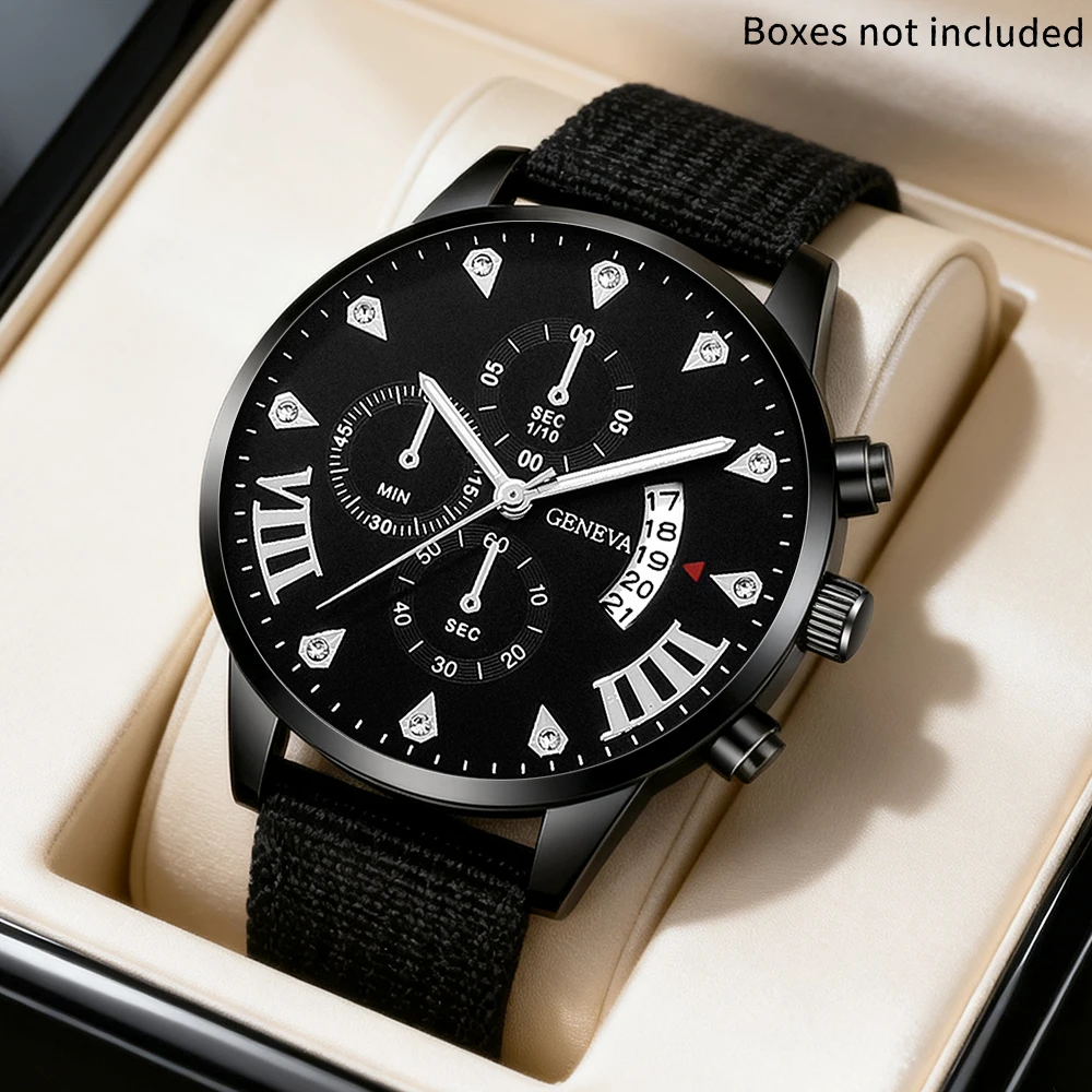 1 men's watch, canvas strap, fashionable and casual, the best gift for the latest fashion styles