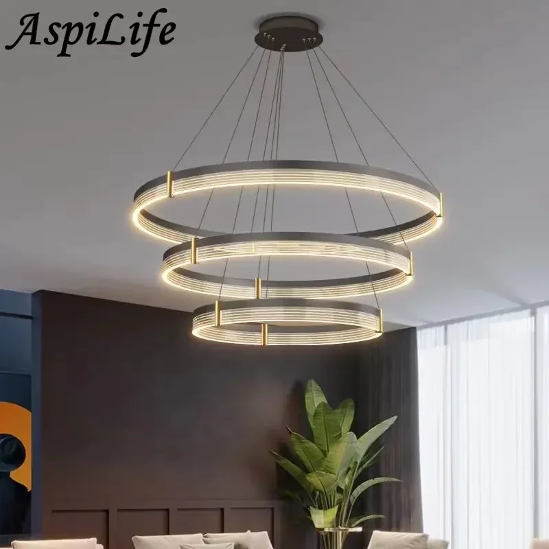 Imagem -03 - Modern Indoor Led Pendant Light Home Candelabro Living Quarto Cozinha Sala de Jantar Anel Luxo Candeeiros Pendurados