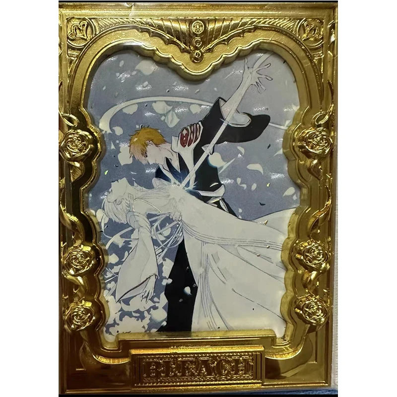 Anime BLEACH Inoue Orihime Kuchiki Rukia Kurosaki Ichigo Metal frame arma collection card giocattoli per bambini scheda di gioco da tavolo